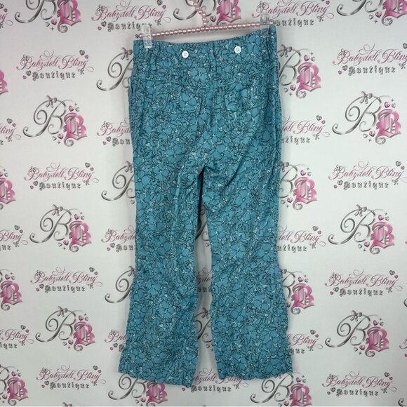 Etcetera pants flowers floral Blue Patterned bottoms pocketed white buttons - Picture 2 of 8